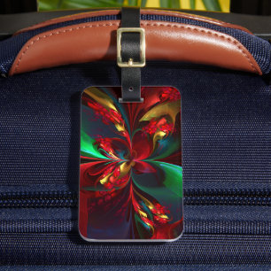 Modern Floral Abstract Art Red Green Pattern #11 Luggage Tag