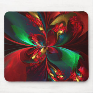 Modern Floral Abstract Art Red Green Pattern #11 Mouse Mat