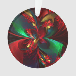 Modern Floral Abstract Art Red Green Pattern #11 Ornament