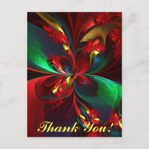 Modern Floral Abstract Art Red Green Pattern #11 Postcard
