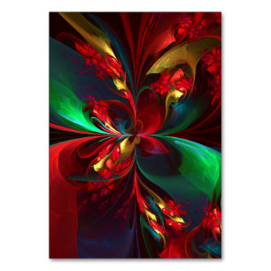 Modern Floral Abstract Art Red Green Pattern #11 Table Number