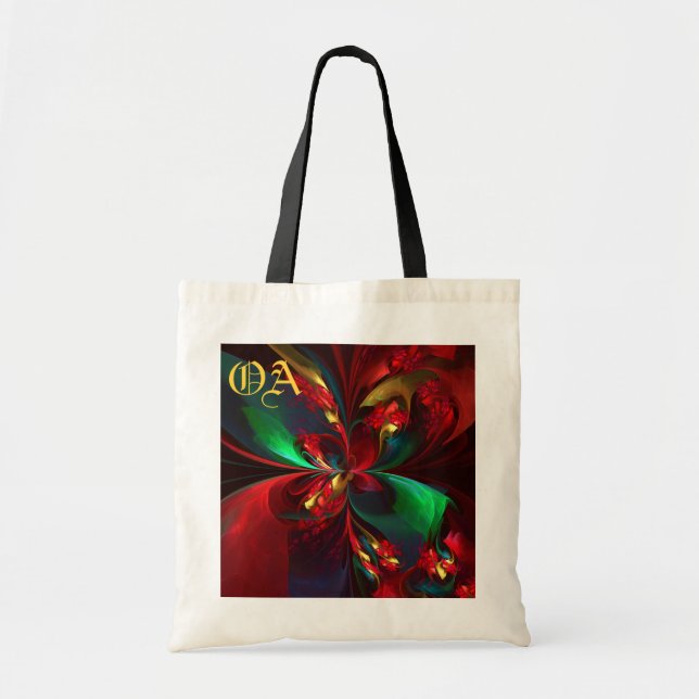 Modern Floral Abstract Art Red Green Pattern #11 Tote Bag (Front)