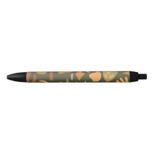 Modern floral abstract black ink pen