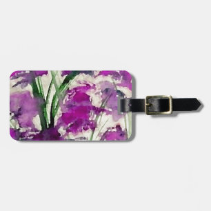 Modern Floral Abstract Purple Flowers in the Wind Luggage Tag
