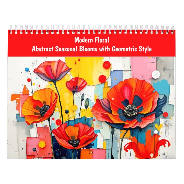 Modern Floral Abstract Seasonal Blooms with Geomet Calendar (Cover)