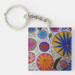 Modern Floral Acrylic Key Ring