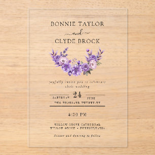 Modern Floral Acrylic Wedding Invitation Suite