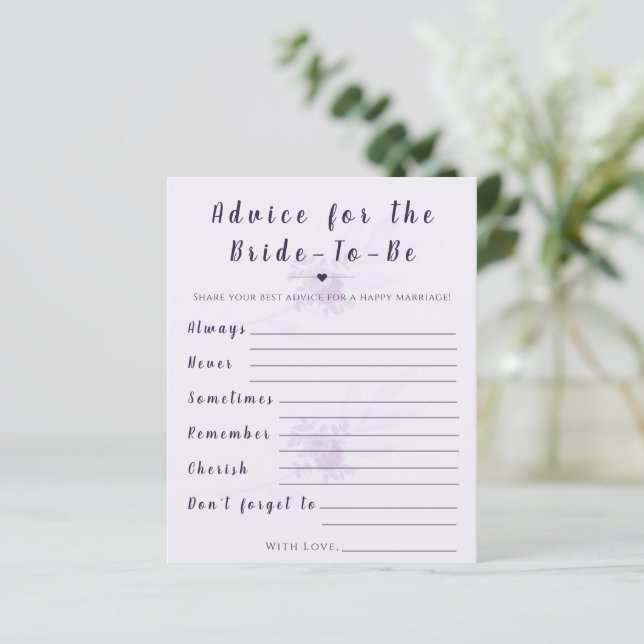 Modern Floral Advice for the Bride Shower Game (Standing Front)