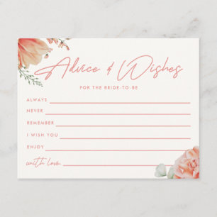 Modern Floral "Advice & Wishes" Bridal Shower Enclosure Card