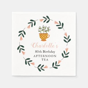 Modern Floral Afternoon Tea Birthday Napkin