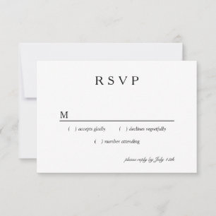 Modern Floral Ampersand Plum Pink Peach & Black RSVP Card