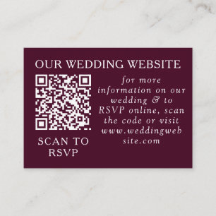 Modern Floral Ampersand Plum Pink Peach Web QR Enclosure Card