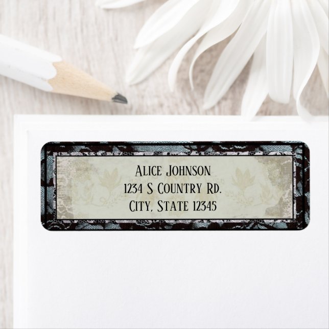 Modern Floral And Lace Return Address Label (Insitu)