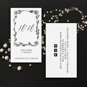 Modern Floral And Vines Border Jewellery Designer Business Card
