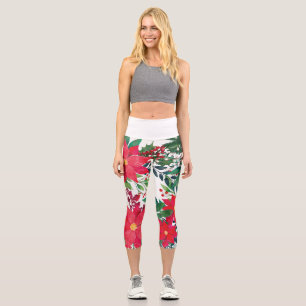 Modern Floral Art Capri Leggings