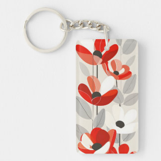 Modern Floral Art Print Key Ring
