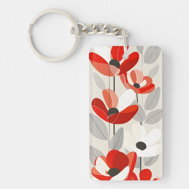 Modern Floral Art Print Key Ring (Front)