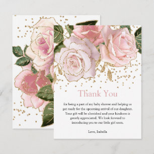 Modern Floral Baby Girl Shower Thank You Card