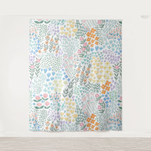 Modern Floral  Baby In Bloom Baby Shower Tapestry