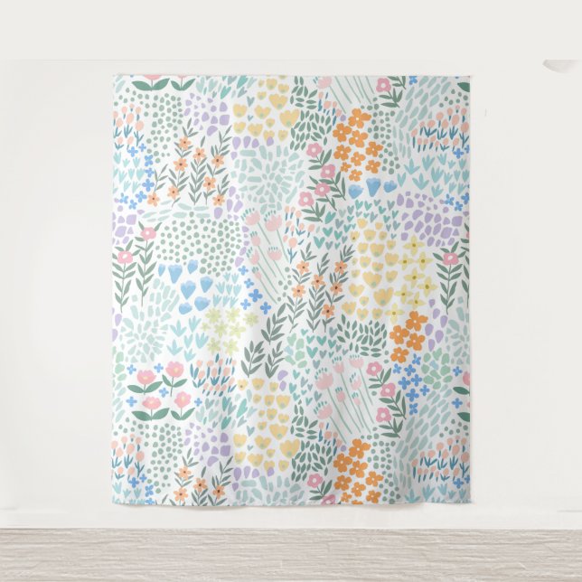 Modern Floral  Baby In Bloom Baby Shower Tapestry (Front)