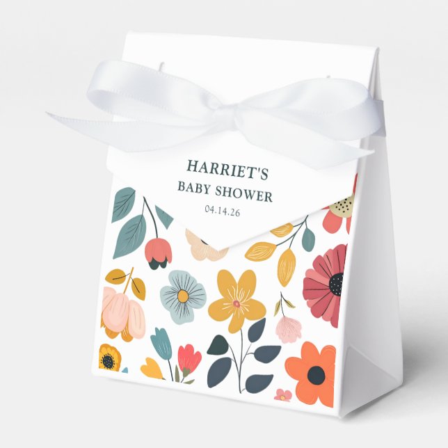 Modern Floral Baby Shower Favour Box (Front Side)