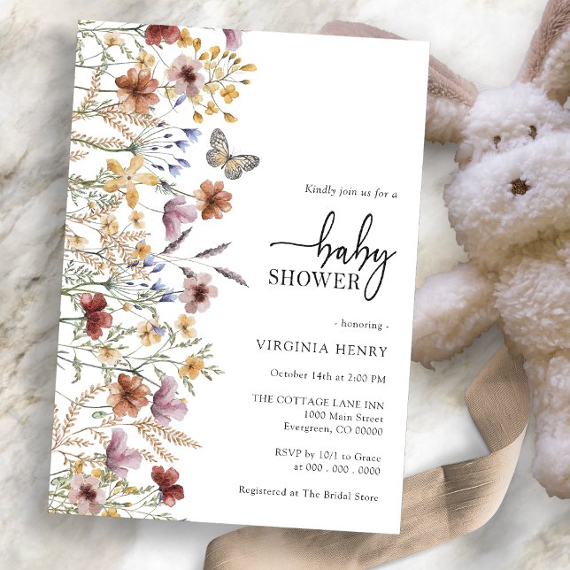 Modern Floral Baby Shower Invitation (Modern Wildflower Floral Baby Shower Invitation
)