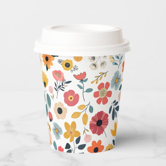 Modern Floral Baby Shower Paper Cups (Front)
