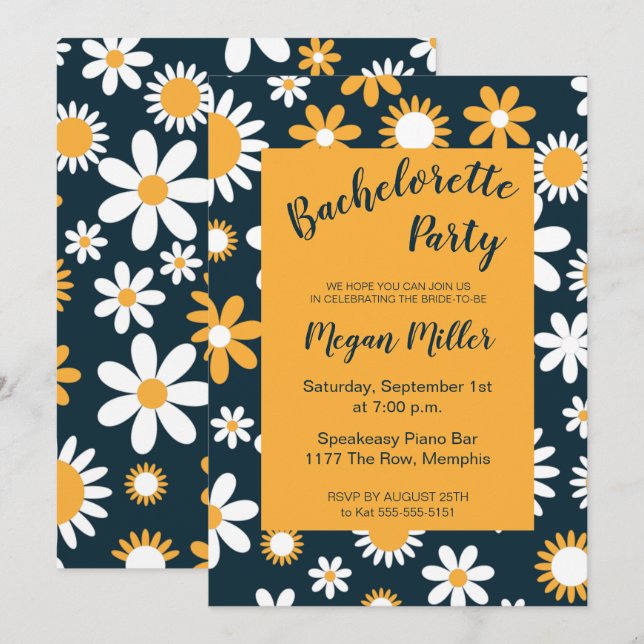 Modern Floral Bachelorette Party Invitation (Front/Back)