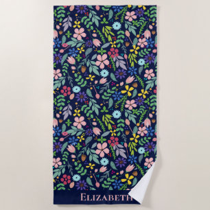 Modern Floral Beach Towel