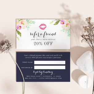 Modern Floral Beauty Business Referral Card