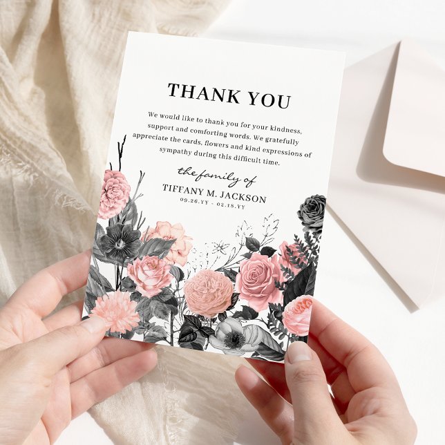 Modern Floral Bereavement Funeral Thank You Card (Creator Uploaded)