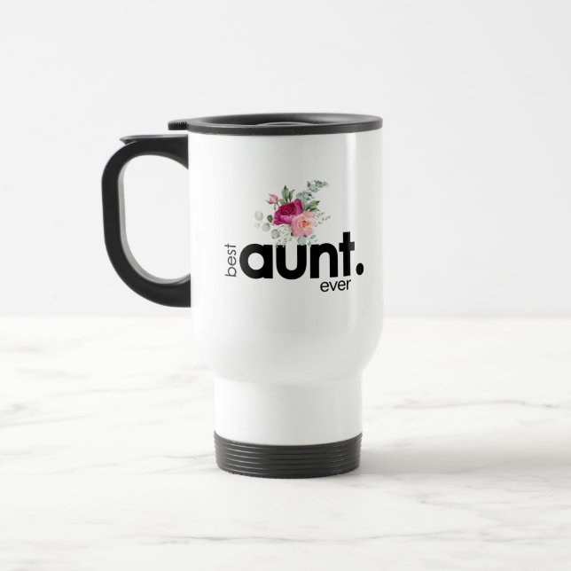 Modern Floral Best Aunt Ever Sweet Peonies  Travel Mug (Left)