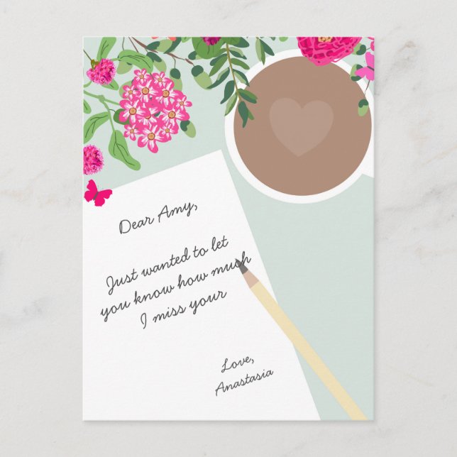 Modern Floral best friend personal note custom Postcard (Front)