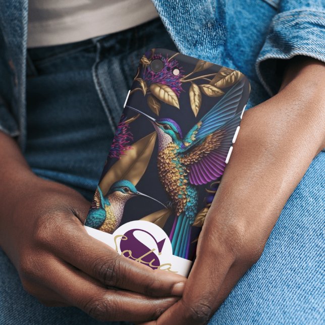 Modern floral bird Name Case-Mate iPhone Case (Creator Uploaded)