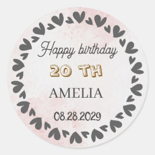 Modern Floral Birthday Elegant Flower Design Classic Round Sticker