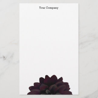 Modern Floral Black Dahlia Flower Stationery