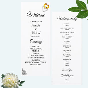 Modern Floral Black & White Wedding Program
