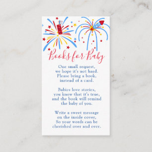 Modern Floral Blue Boy Books Baby Shower Enclosure Card