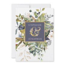 Modern Floral Blue & Green w Ampersand Wedding