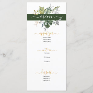 Modern Floral   Blue & Green WEDDING Menu