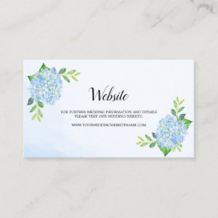 Modern Floral Blue Hydrangea Wedding Website Card