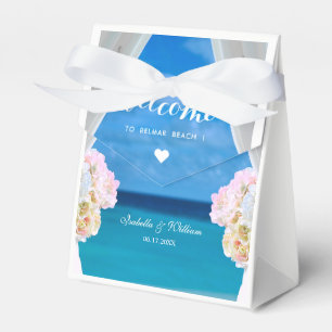 Modern Floral Blue Ocean Beach Wedding Favour Box