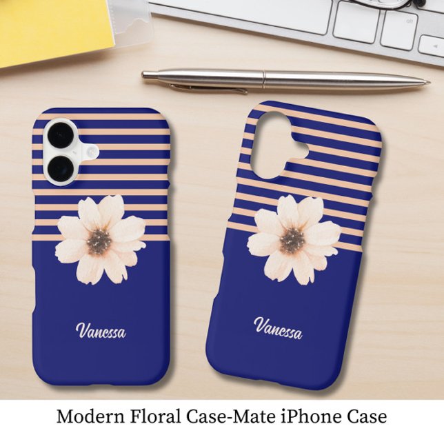 Modern Floral Blue Peach (Creator Uploaded)