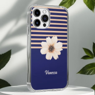 Modern Floral Blue Peach iPhone 16 Case