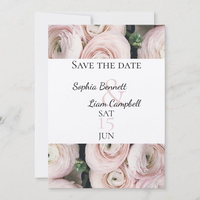 Modern floral Blush Pink Collection Save The Date (Front)