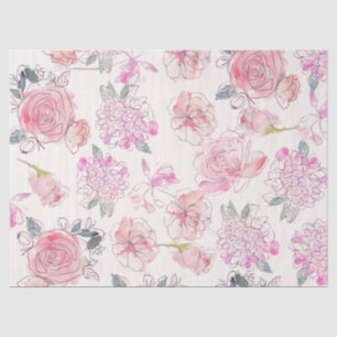 Modern Floral Blush Pink Rose Watercolor Tissue Paper