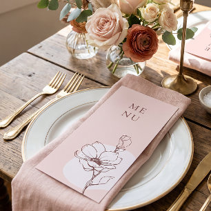 Modern Floral Bohemian Rose Wedding Menu