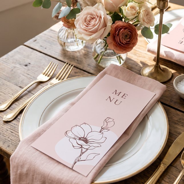 Modern Floral Bohemian Rose Wedding Menu (Creator Uploaded)