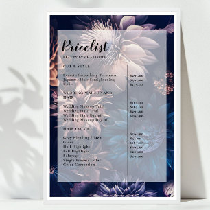 Modern Floral Boho Salon Price List Poster