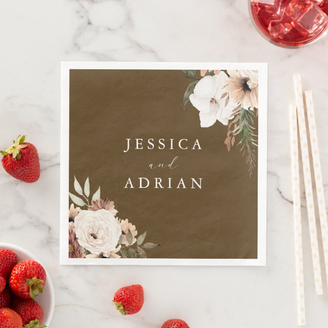 Modern Floral Boho Wedding Napkin (Insitu)